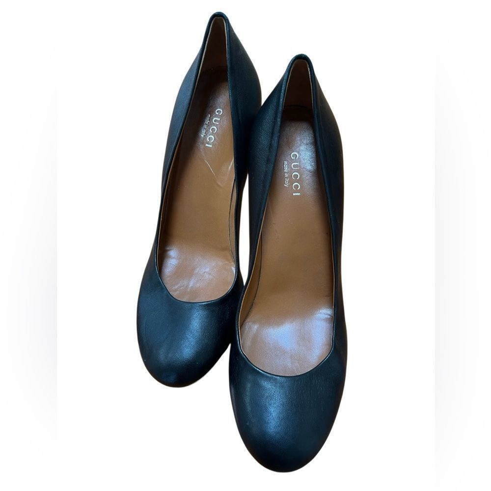 Gucci Nappa Charlotte Pump Stiletto Heels In Black Leather Eu 38 Us 8 Msrp $540